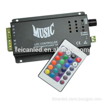 IR Wireless Remote Music RGB 24keys led controller Black Aluminum RGB controller DC12-24V 4A/CH
